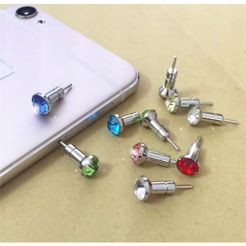 5pcs Diamonds Dustproof Plug For iPhone Smart Phone Anti Dust plug 3.5mm Earphone Jack & Sim Card Needle Mobile Phone Tool Tray