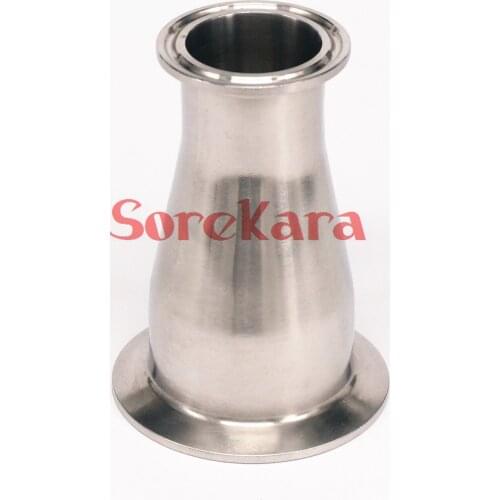 57mm Turn to 38mm O/D 304 Stainless Steel Sanitary Ferrule Concentic Reducer Pipe Fitting Tri Clamp