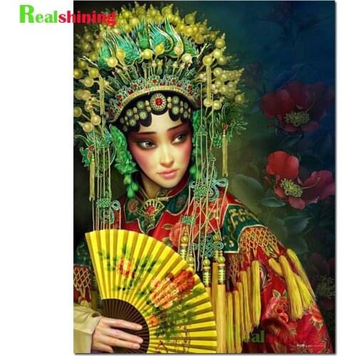 Beijing Opera 5d diy diamond painting New,Diamond mosaic full square Round diamond embroidery China Woman 2021 Best gift N2074