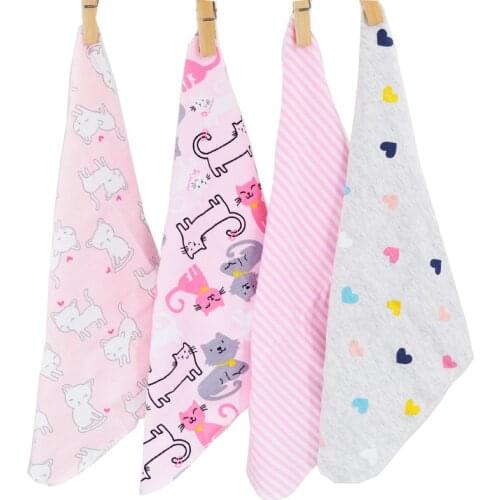 Free shipping baby small square / feeding napkin soft cotton cloth blue hand-painted pattern 4 pieces installed size 28 *28