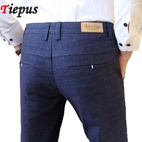 Tiepus Brand 2018 Sping New Casual Mens Dress Pants Slim Straight Pants Fashion Business Solid Black Classic Long Trousers Male