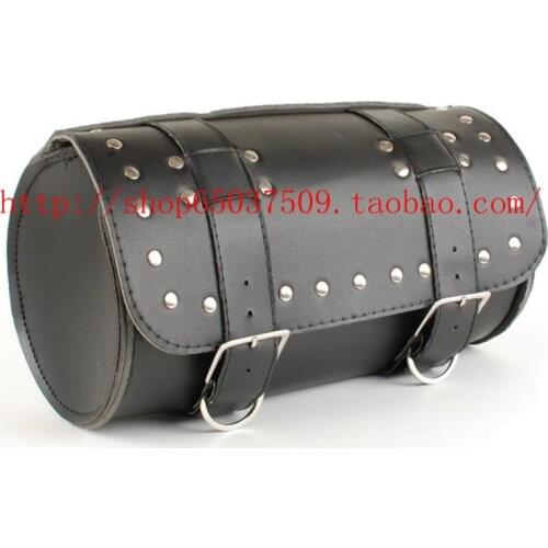 Black PU Leather cruise rivet motorbike side bag moto ATV Off-road scooter head tail bag moto luggage motorcycle Saddle Bags