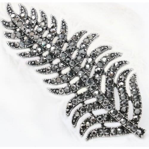Black Rhinestone Brooch Flower Butterfly Leaves Eagle Brooches Elegant Breastpin New Wedding Glass Beads Crystal For Women Girls
