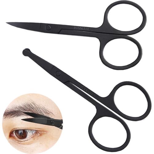 Stainless Steel Black Makeup Scissors Portable Eyebrow Eyelashes Trimmer Nose Hair Remove Scissor Tweezer Facial Beauty Tools