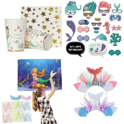Mermaid Birthday Tableware Decor Birthday Party Balloons Kids Mermaid Party Supplies Baby Shower Mermaid Party
