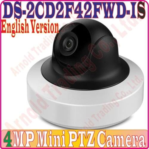 Eng-Version Multi-Language DS-2CD2F42FWD-IS 4MP WDR Mini PTZ Network cctv Camera IP CAMERA POE SD card recording, Audio/Alarm IO