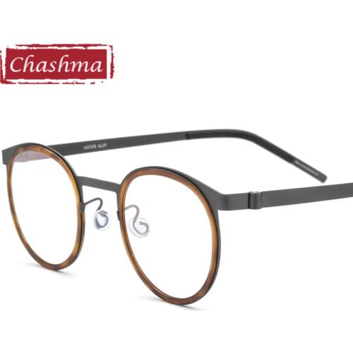 Chashma Screwless Eyewear Round Men Titanium Prescription Optical Frame Women Light Retro Glasses