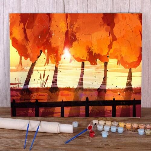 Test Scenery Autumn Light DIY Painting By Numbers Complete Kit Oil Paints 50*70 Paiting By Numbers Decorative Handiwork