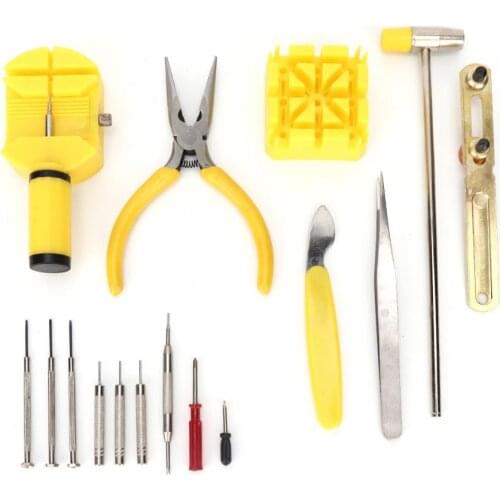 16pcs Quality Multifunctional Watch Repair Tool Kit Watch Back Case Opener Tweezers Screwdriver Set Watch Strap Adjuster Set