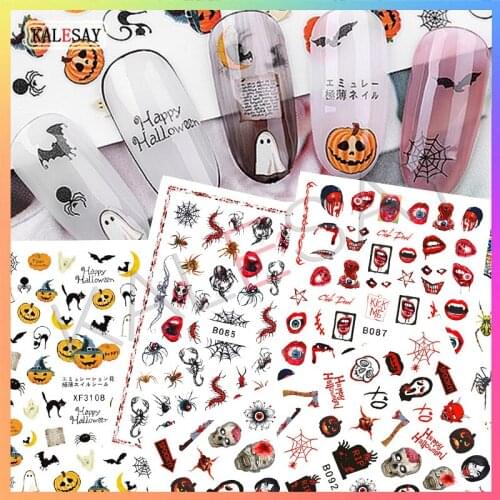Happy Halloween Nail Sticker Manicure Self Adhesive Skull Toe Stickers Design Nail Art Decals for DIY Decor Wraps Witch Decals