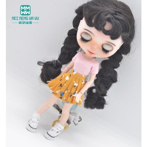 Clothes for doll fits Blyth Azone 1/6 doll accessories Fashion T-shirts, printed skirts in multicolor Toys gift