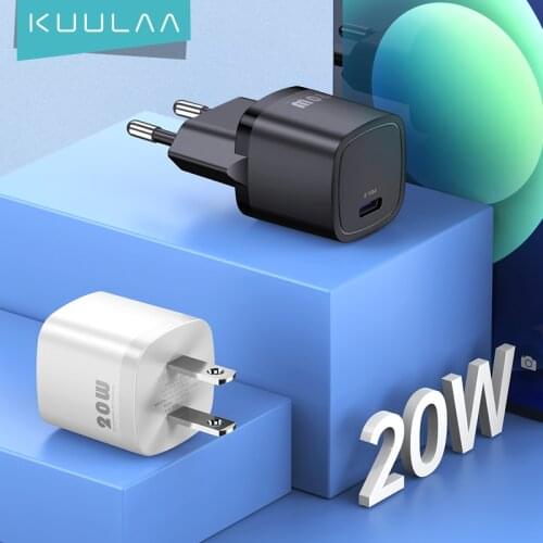 KUULAA USB Type C Charger 20W Portable USB C Charger Support Type C PD Fast Charging For iPhone 12 Pro Max 11 Mini 8 Plus