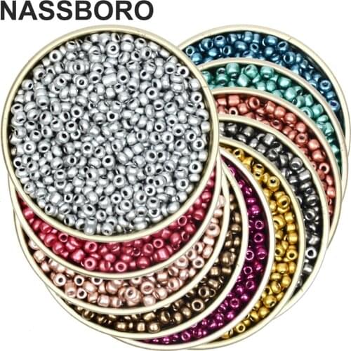 Approx.1000pcs 2MM Matellic Seed Beads Czech Glass Beads Charms Kralen Spacer Beads For Jewelry Making DIY Craft Wholesale