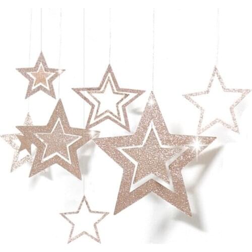 Hollow Star Paper Garlands Banner Hanging For Wedding Christmas Decorations Kids Birthday Party Supplies