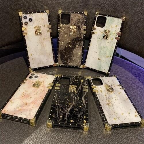 Luxury Marble Glitter Phone Case For iPhone 12 Pro Max 11Pro XS Max X XR 7 8 Plus SE 2020 Square Back Cover Protective Coque