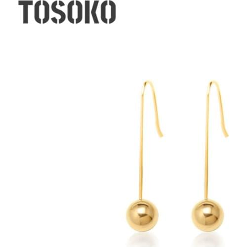 TOSOKO Stainless Steel Jewelry Exaggerated Court Style Earrings Round Beads Earrings For Female BSF151(2)