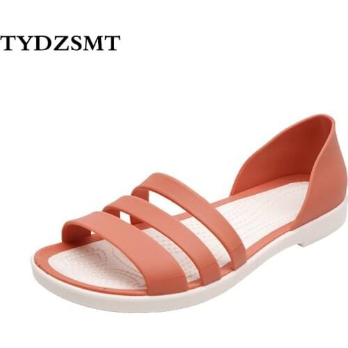 TYDZSMT Summer Flats Sandals Women Shoes 2021 New Jelly Beach Sandals Comfortable Casual Shoes Ladies Slippers Chaussures Femme