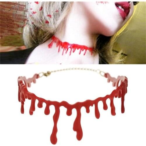 Halloween Decoration Horror Blood Drip Necklace Fake Blood Vampire Fancy Joker Choker Costume Red Necklaces Party Accessories