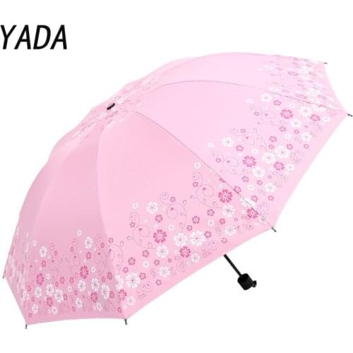 YADA 10 Bone Flowers Pattern Large Umbrellas Rain uv 3 Folding Umbrella For Women Windproof Designer Umbrellas Female YS210015