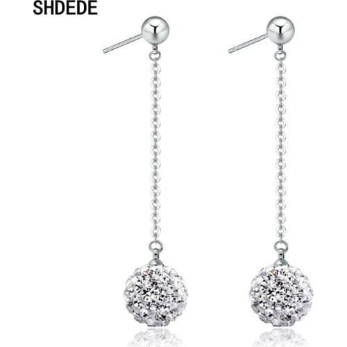SHDEDE Long Drop Earrings For Women Exaggerated Tassel Dangle Embellished With Crystals From Swarovski Fashion Jewelry -WH85