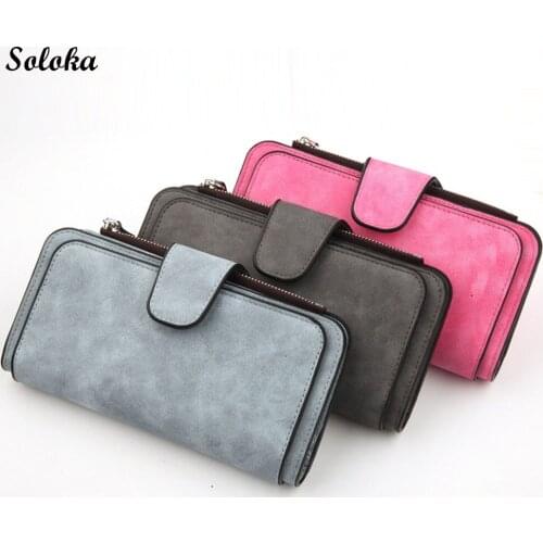 Women Scrub Leather Wallet Large Capacity Card Holder Long Zipper Money Pouch Card Phone Holder Case Clutch Girls Purse