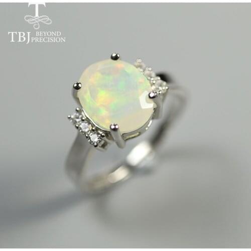TBJ,2.2ct real Ethiopia Opal Ring oval 9*11mm facet cut natural gemstone fine jewelry 925 sterling silver for women best gift