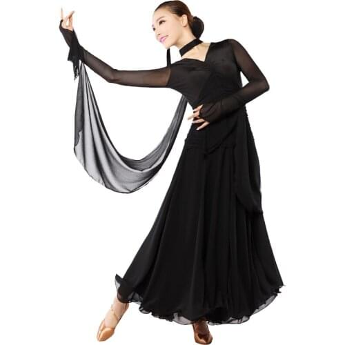 Women Modern Ballroom Dance Competition Dresses Black Stage Singer Clothing Female Stage Waltz Dance Dress Flamenco Costume 89