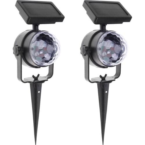 2 Pack Solar Powered Ground Lights, Outdoor Garden Waterproof Rotary Color Projector Lamp, Colour Changing Landscape Light