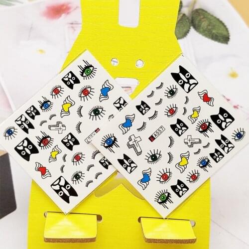 2pc Stickers for Nails Eye Eyelash Cross Design Nail Art Decorations Manicure Decor Watercolor Nail Decal Stickers Accessoires