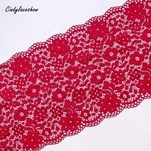 2 Yards 19.5 cm Red Elastic Lace Trimmings For DIY Clothes Accessories Bra Making Lingerie Lace Appliques Stretch Lace Fabrics