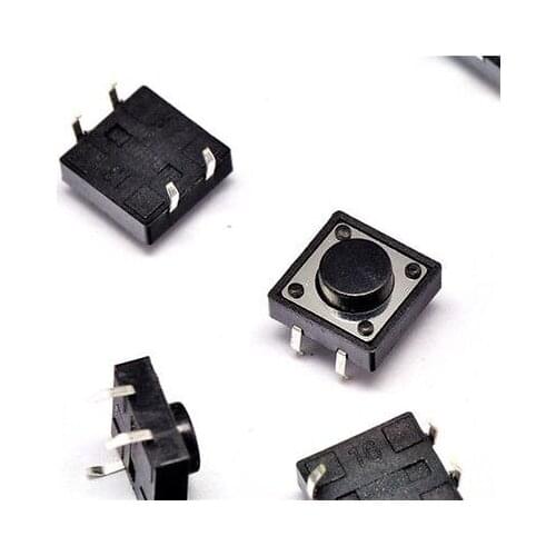 200Pcs Momentary Tactile Tact Push Button Switch 4 Pin DIP 12x12x5.0mm High 5.0mm