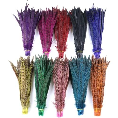 25-30 CM Dyed Female Pheasant Feathers Tail Coque Cock Plumes For Diy Sewing Clothing Party Decoration 50/100 Pcs