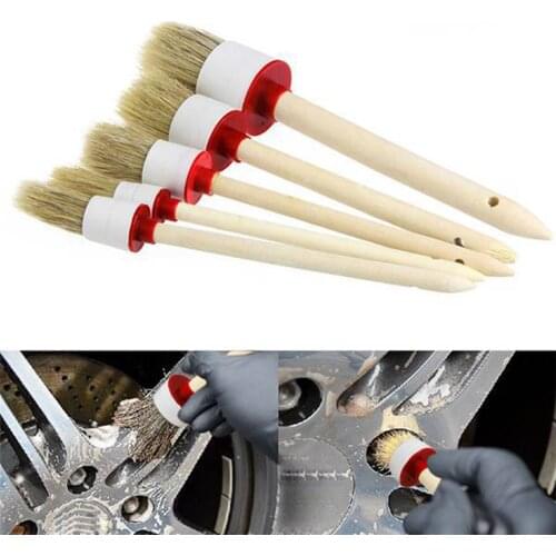 5Pcs Hangable Automobile Car Detail Brush Set Duster 5 Sizes Multi-purpose