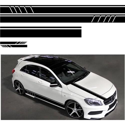 5pcs Racing Car Striped Hood Body Sticker Car Body Racing Side Door Long Stripe Stickers Auto Vinyl Decal Car Accessories