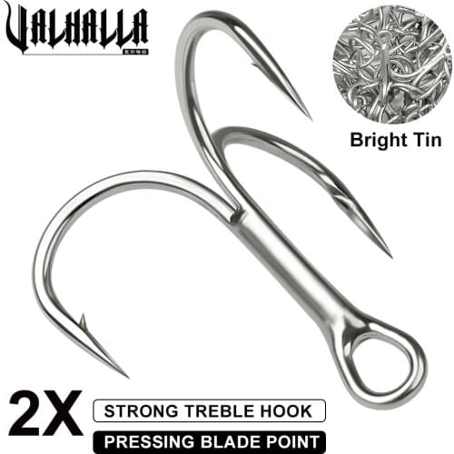 VALHALLA 500Pcs Treble Fishing Hooks 18#-1# 1/0#-3/0# Round Bend Fishhooks High Strength Barbed Hooks Seawater Fishing Tackle