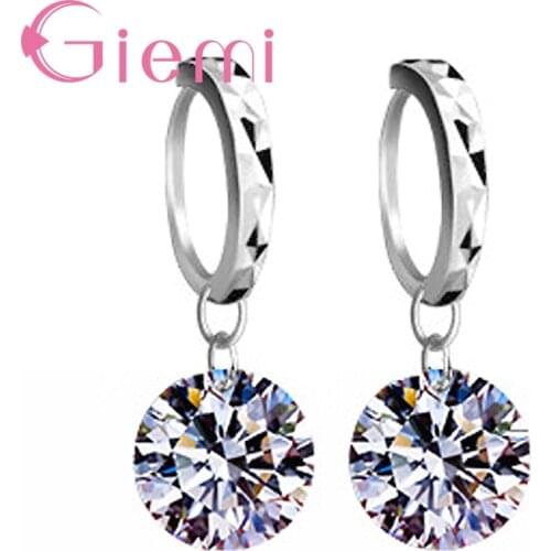 8 Colors Real 925 Sterling Silver High Quality Clear Cubic Zirconia Earrings Pendant For Women Crystal Jewelry Wholesale