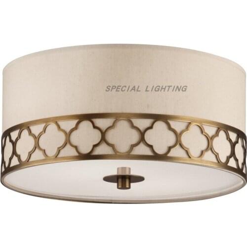 American bedroom fabric designer ceiling lamp new Chinese lace cloth cover small bedroom study ceiling lamp modern