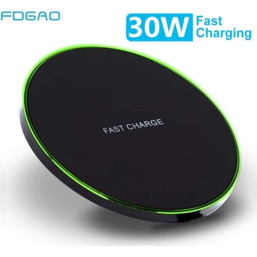 FDGAO 30W Qi Wireless Charger Dock for Samsung S10 S20 S21 Note 10 20 iPhone 12 11 Pro Max XS XR X 8 Induction Fast Charging Pad