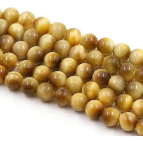 Fashion Grade AA Natural Gold Tiger Eye Beads, Smooth Round 6mm-10mm, 15.5 Inch Strand