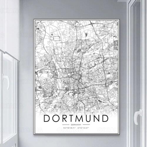 HD Map Poster Germany DORTMUND City Minimalist Print Canvas Painting Wall Picture for Living Home Cuadros Decoration