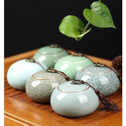 Ceramic Tea Box Chinese Sealed Dried Fruit Caddy Storage Cans Home Office Teaware Accessories Coffee Tieguanyin Tea Can Gifts