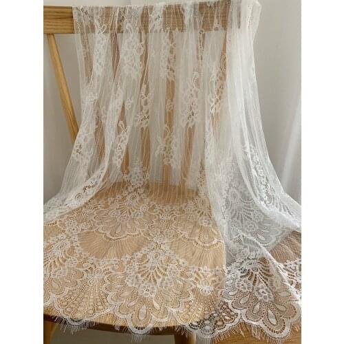 3 Yard Chantilly Lace Fabric With Double Scallops, Bridal Chantilly Lace Fabric, Lingerie Lace