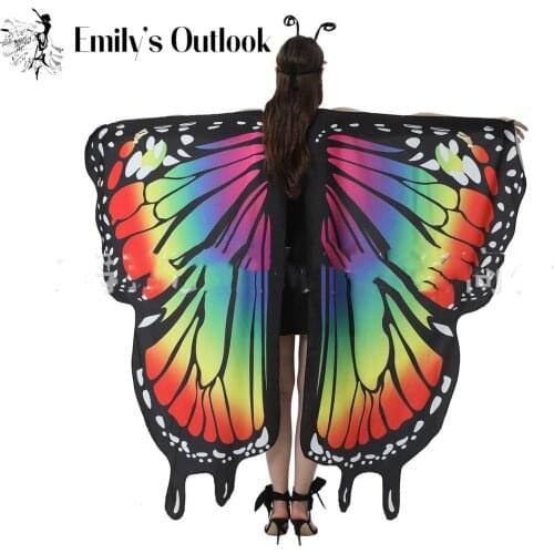 Hot Sell Women Halloween Party Butterfly Wings Shawl for Girls Adult Festival Costume Wear Dress Up Cape