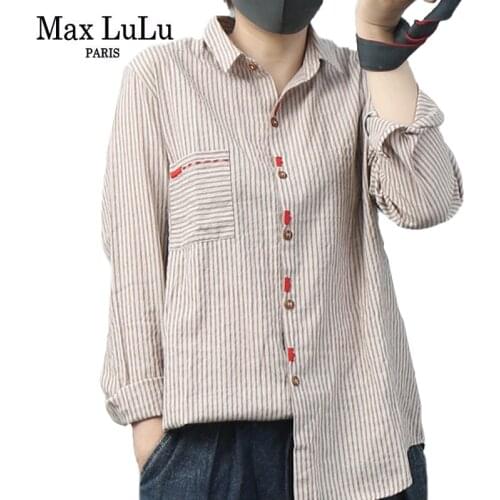 Женские рубашки в полоску Max LuLu China At AliExpress