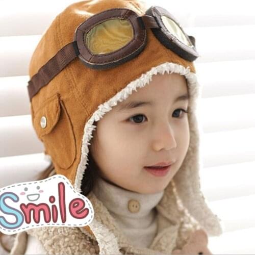 Cute Winter Flying Cap Baby Toddler Boy Girl Kids Pilot Aviator Warm Cap Hat Beanie Pilot Caps