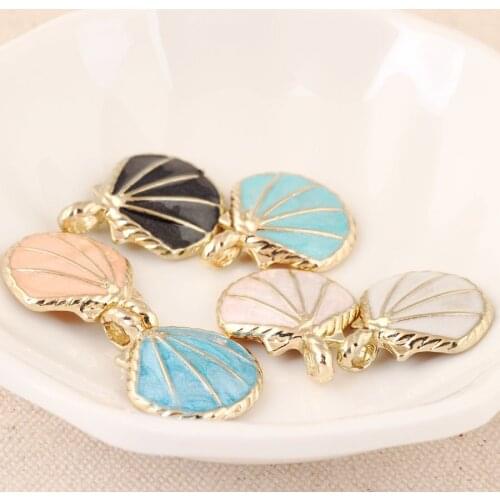 Mini Order 20PCS Sea Shell Shape Oil Drop Alloy Charms Free Shipping Mix Colors Jewelry Bracelet Alloy Charm
