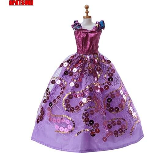 Purple Sequin Fashion Doll Dress For Barbie Dolls Outfits Wedding Party Gown Dancing Clothes For 1/6 BJD Dolls Children Toys