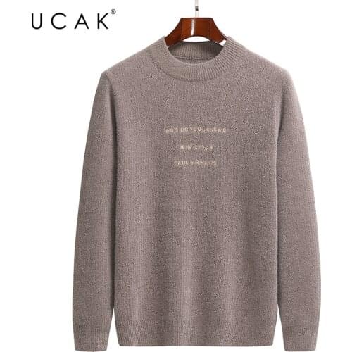 UCAK Brand Classic Casual Sweaters Men Clothing O-Neck Letter Streetwear Sweater Pull Homme Autumn Winter Thick Pullover U1292