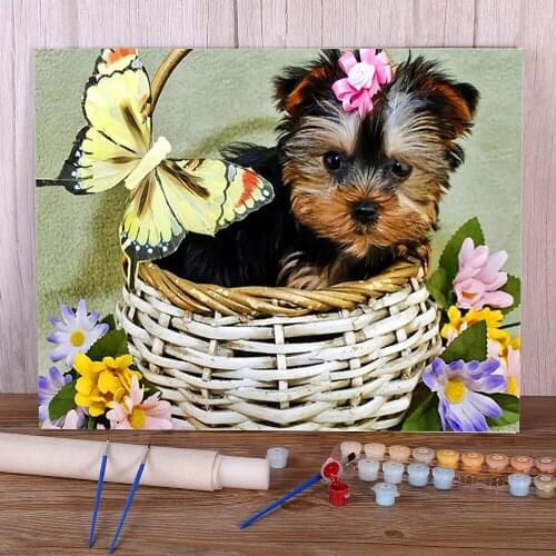 Animal Dog Coloring By Numbers Painting Package Oil Paints 40*50 Picture By Numbers Photo Home Decor Kids Drawing