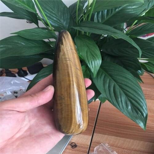 Natural yellow tiger eye straight rod, false penis, sex toy, masturbation rod, crystal masturbation rod